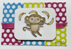 Cheerful Monkeys card using colours from upcoming July Colour Club.